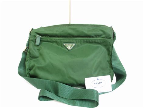 prada nylon messenger bag green|Prada nylon crossbody Messenger bag.